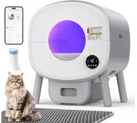 Fsitego Self Cleaning Litter Box: Extra Large Automatic Litter Box Self Cleaning for Multiple Cats, Odor-Free, App-Controlled, Ambient Light Waste Disposal