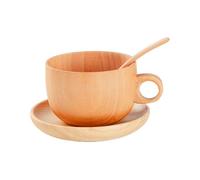 FSJMTQTS Wooden Mug Wood Cup with Handle Coffee Three Piece Set Handmade