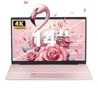 Fsjun 14" Rose Gold Laptop Computer, 16GB RAM, 512GB PCIE NVMe SSD, 4K UHD(3840x2160) IPS Display, 12th Gen Alder Lake N95 CPU (Up to 3.4Ghz), Fingerprint, Backlit KB, WIFI, HDMI