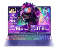 Fsjun 16'' Purple Laptop, N95 Processor, 16GB RAM 1TB SSD, 2K IPS Display