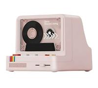 Fsjun X20 Retro Bluetooth Speaker with Vinyl Record Look, Hi-Fi Stereo Sound, 5 Light Modes, Scent Pad Slot, BT 5.0/AUX/TF Card Support, Vintage Home Music Player, 4 Stickers Included (Pink)