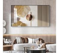 FSLEOVN Abstract Canvas Pictures Beige Gold Geometric Picture on Canvas Wall Picture XXL Modern Living Room Poster Large Size Golden Art Prints Pictures No Framed (Beige Gold, 30 x 60 cm)