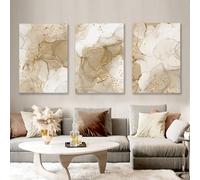 FSLEOVN Abstract Poster, 50 x 70 cm, Beige and Gold Marble Art Print, Modern Canvas, Without Frame