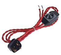 FSLIVING 1.8 Meters 2 Core Red Cable Vintage Antique Braided Twisted Fabric Lighting Cable Woven Silk Flexible Wire Cord Light for Table Lamps Wall sconces DIY