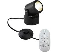 FSLiving 7 Watt LED Mini Accent Uplight Light, Foot Pedal Push Switch Inline Lamp Light Color Changing & Stepless Dimming with Intelligent Remote Control-Black