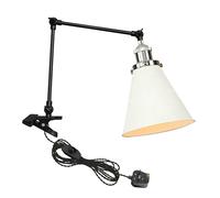 FSLiving Modern Clip-on Desk Lamp, 1-Light Reading Lamp with Flexible Arm, 8.2FT Plug in Cord, Decorative Clamp Lamp for Office Home Bookshelf Bedside Side Table,White