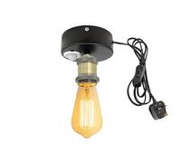 FSLiving Motion Sensor Ceiling Light Fitting with Plug-in Cable,Motion Activated Hanging Light Fitting Adjustable Delay Time for Hallway Stair Porche Garage Balcony,1-Light