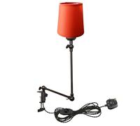 FSLiving Plug-in Modern Clip-on Desk Lamp, 1-Light Nordic Nightstand Lamp with Flexible Arm, Orange Drum Fabric Lampshade, Decorative Clamp Lamp for Office Home Bookshelf Bedside