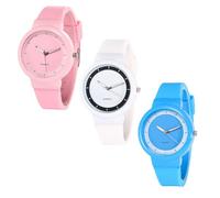 FSLLWGWG 3 Pcs Strap Colorful Analog Quartz Wristwatch,Unisex Silicone Strap Watch,Silicone Strap Women Men Sport Strap Watch