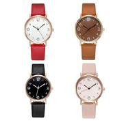 FSLLWGWG 4 Pcs Belt Wild Women with Watch Casual Watch Decoration,Dainty Analog Leather Dress Watch for Small Strap Wrists
