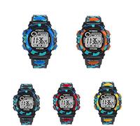 FSLLWGWG 5 Pcs Sport Electronic Watch,LED Digital Multifunction Rubber Electronic Watch,Count Down Alarm Stopwatch Wristwatch