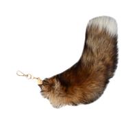 FSLLWGWG Christmas Fluffy Cute Tassel Tail Keychain,Long Fluffy Tail Key Holder Decroation,Tassel Chain Hook Handbag Pendant (Brown)