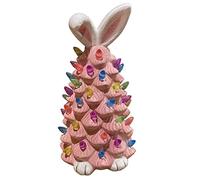 FSLLWGWG Light Up Easter Tree Bunny Tree Decorations,Spring Easter Gnomes Table Decorations, 2024 Cute Tabletop Rabbit Gnomes Tree Decor, Easter Basket Stuffers, Easter Gifts (Pink)