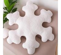 FSLLWGWG Winter Christmas Snow Pillow Cushion Holiday Decoration,Snowflake Shape 3D Pillow Cushion Xmas Cute Winter Pillow (White, A_50cm)