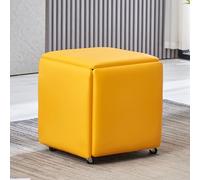 Fslvmin 5 In 1 Pu Leather Seating Cube with Swivel Casters, Stackable Nesting Ottoman Stool, Movable Sofa Chair Stool Dressing Chair for Living Room Bedroom(18x18x19, Leather2)