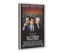 FSMFBGD Wall Street Charlie Sheen Michael Douglas Movie Poster Canvas Poster Wall Art Decor Print Picture Paintings for Living Room Bedroom Decoration 16x24inch(40x60cm)