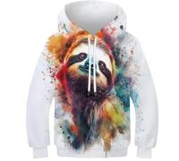 FSMHDG Children's Hoodies Simple Sloth - Unique 3D Designs, Kids Pullover for All Ages, Perfect for Boys, Girls, And Toddlers