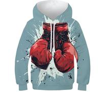FSMHDG Kids Hoodies Boxing Gloves - Eye-Catching 3D Printed Pullover, Perfect for Boys'/Girls' Everyday Wear, Comfortable for Toddlers to Teens