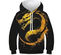 FSMHDG Stylish 3D Printed Kids Hoodies Chinese Dragon - Cozy Pullover for Children, Ideal for Boys'/Girls', Fun And Durable for Toddlers