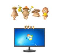 Fsocpen 4 Pcs Funny Resin Mushroom Decor,3D Creative Craft Mushroom Figurine,Decoration for Computer Monitor Desk