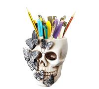 Fsocpen Pen Holder,Skull Makeup Brush Holder,Bathroom storage Holder,Spooky Goth Decorations,Halloween Decoration,Vanity, Desk, Office Organizer, Stationary, Decor Planter