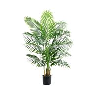 FSOHOI Artificial Areca Palm Tree, 4FT Fake Indoor Plant with Black Pot
