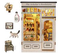 Fsolis Book Nook, 3D Wooden Puzzles Book Nook Kit, Diy Miniature House Kits for Adults, Bookshelf Decor Gifts (The Scholar's Bookstore)