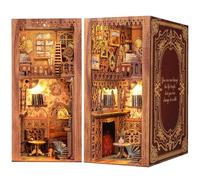 Fsolis Book Nook Diy Miniature House Kit 3D Wooden Puzzles Bookshelf Decor Dolls House Model Kits Book Gifts (Eternal Bookstore)