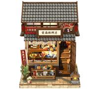 Fsolis Book Nook Japan, Booknook Craft Kits for Adults, 3D Wooden Puzzles Book nook Kit, Diy Miniature House kit Dollhouse, Bookshelf Decor Desk Ornament, Book Gifts （Tsukino Eogi-dou）