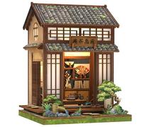 Fsolis Book Nook Japan Craft Kits for Adults, 3D Wooden Puzzles Booknook, Diy Miniature House kit Dollhouse, Bookshelf Decor Desk Ornament, Book Gifts for Friend and Family (Kirishima Cha-an)