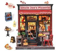 Fsolis Book Nook Kit - DIY Miniature House Kit with LED Lighting - Retro Bookshelf Decoration for Teenagers and Adults (Uncle Joe's Pizzeria)