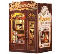 Fsolis Book Nook Kits for Adults, 3D Wooden Puzzles Book Nook, Diy Miniature House Kit Bookshelf Decor Tiny House Model Kits Gifts for Friend (Memories Music Bookshop)