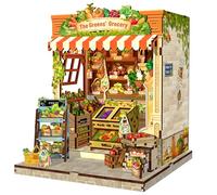 Fsolis Book Nook Miniature Dollhouse Modern Home Accessories & Wooden Decoration, Creative Gift Ideas for Teenagers and Adults (The Greens' Grocery)