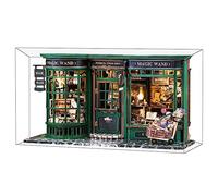 Fsolis DIY Wooden Bookend Model Kit, 1:24 Scale Miniature Dolls House kit with Furniture and Dust Cover, Handmade Crafts Book Nook Shelf Home Decor for Teens and Adult Gift (Magical Wand House)