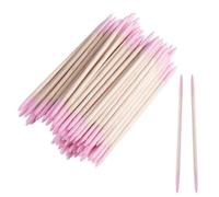 FSpronail 200pcs Pointed Tip Cotton Swabs, Pink Double-head Precision Microblading Cotton Swabs with Wooden Sticks Nail Polish Remover Pen Touch Up Disposable Makeup Applicators Beauty Tools