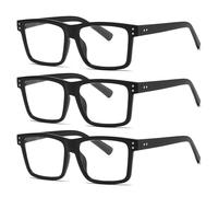 Fsread 3 Pack Oversized Reading Glasses for Men Blue Light Blocking TR90 Rectangle Frame Computer Readers With Spring Hinges +1.0