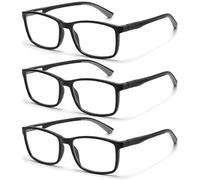 Fsread 3 Pack Reading Glasses for Men Rectangle Blue Light Blocking Sporty Style Computer Readers With Spring Hinges +2.0