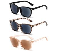 Fsread 3 Pack Reading Sunglasses Mens Womens Outdoor Sun Readers Tinted Reading Glasses Classic Retro Style UV 400 Protection +3.0