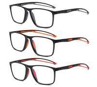 Fsread 3 Pack Sports Reading Glasses for Men TR90 Blue Light Blocking with Spring Hinges Rectangle Lightweight Comfortable Anti UV/Glare Computer Readers +3.5