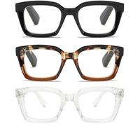 Fsread 3 Packs Oversized Reading Glasses For Women Blue Light Blocking Computer Readers Retro Spring Hinge +2.25