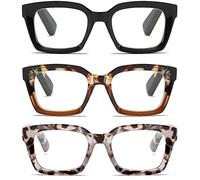 Fsread 3 Packs Oversized Reading Glasses For Women Blue Light Blocking Computer Readers Retro Spring Hinge +2.0