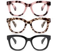 FSRTEP Oprah Style Readers for Women - Stylis Style Reading Glasses Blue Light Blocking and Spring Hinge Oval Ladies HBF +1.5