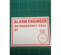 FSSS Ltd ALARM ENGINEER ON CALL DRY WIPE MARKER SIGN 200x150MM 3MM FOAMEX
