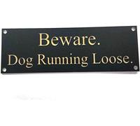 FSSS Ltd Beware dog running loose engraved acrylic laminate sign 150x50x2mm (YELLOW)