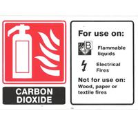 FSSS Ltd FIRE EXTINGUISHER ID RIGID PLASTIC SIGN CO2 LANDSCAPE 150x100mm O/S COUNCIL CARAVAN RETAIL FACTORY WORKPLACE HOSPITAL SAFETY SIGNAGE DIY HOME