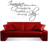 FSSS Ltd IMAGINE SP JOHN LENNON BEATLES MUSIC LYRICS QUOTE WALL ART STICKER DIY HOME (92x56cM, DARK RED)