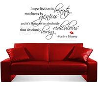 FSSS Ltd MARILYN MONROE IMPERFECTION IS BEAUTY QUOTE WALL ART STICKER HOME MUSIC FILM DIY (BLACK, 80x50cm)