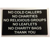 FSSS Ltd NO COLD CALLERS NO CHARITIES NO LEAFLETS ENGRAVED ACRYLIC SIGN 130x75x2mm DIY (BLACK)