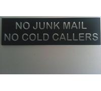 FSSS Ltd NO JUNK MAIL NO COLD CALLERS ENGRAVED ACRYLIC SIGN 130x35MM BUSINESS HOME LETTER BOX DOOR SIGN (GREEN)