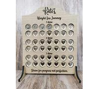 FSSS Ltd Personalised oak wooden Weight loss motivational chart - any name - any quote - 1-10 stone slimming new start diet gift (Freestanding, 2 Stone)